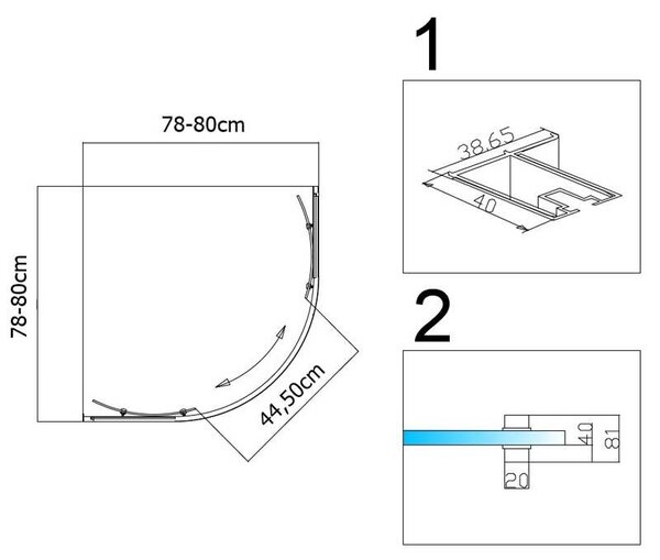 BPS-koupelny Čtvrtkruhový sprchový kout KZ94A 80x80 bílá/transparent - bez vaničky