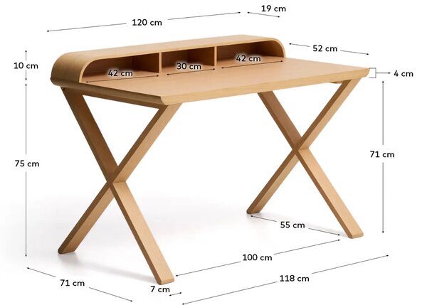 Kave Home Dubový pracovní stůl Dilare 120 x 85 cm