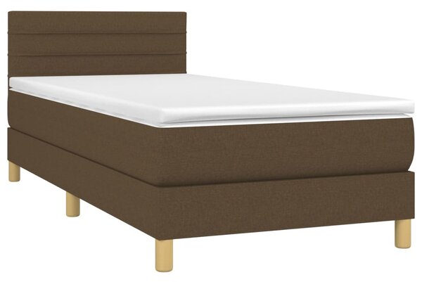 Box spring postel s matrací a LED tmavě hnědá 80x200 cm textil 3133752
