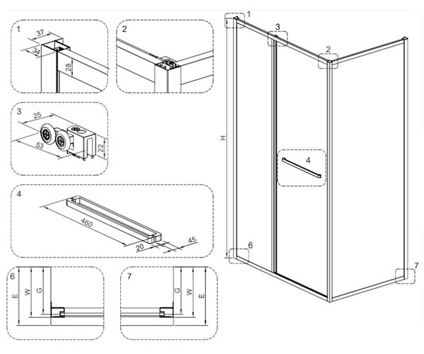 BPS-koupelny Obdélníkový sprchový kout KIRA 100x80 chrom/transparent - bez vaničky