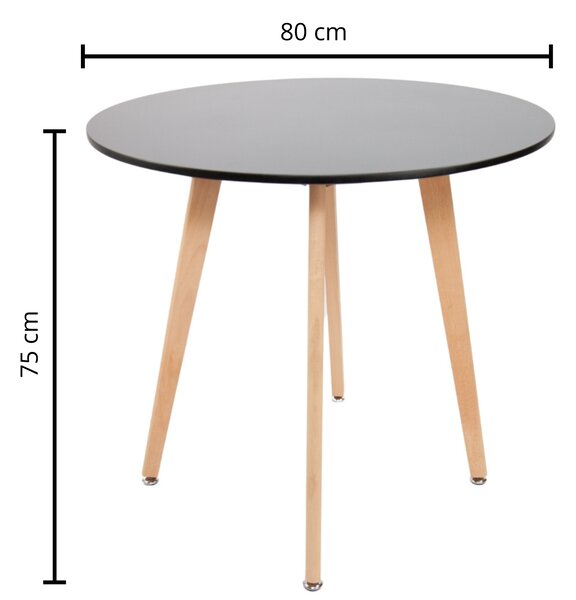 Kulatý jídelní stůl Eden Ø80 cm - Černý