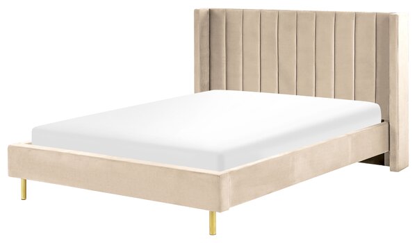 Sametová postel 160 x 200 cm béžová VILLETTE