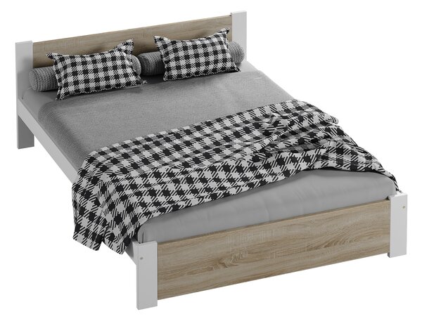 Postel 140x200 DMD3 bílá+dub sonoma s roštem