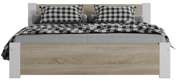 Postel 140x200 DMD3 bílá+dub sonoma s roštem
