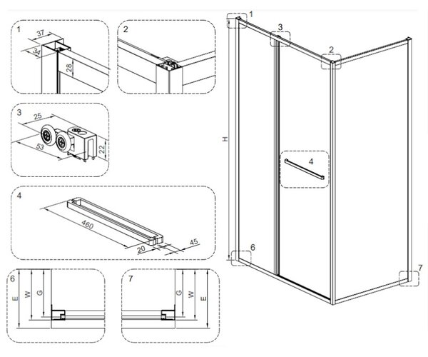 BPS-koupelny Obdélníkový sprchový kout KIRA BL 110x80 černá/transparent - bez vaničky
