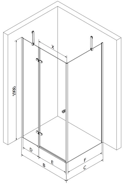 Mexen Roma sprchový kout 70x70cm, 6mm sklo, černý profil-čiré sklo, 854-070-070-70-00