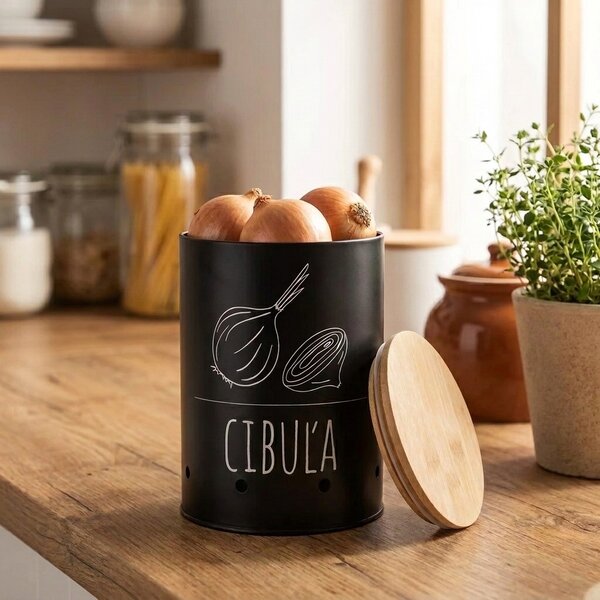 Orion Dóza na cibuli, plech/bambus pr. 13 cm, BLACK SK