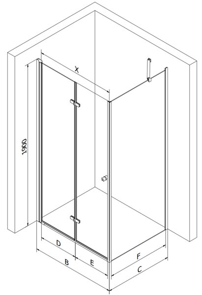 Mexen Lima sprchový kout 80x70 cm, průhledná, černá, 856-080-070-70-00