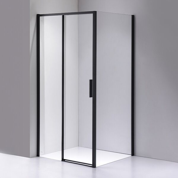 BPS-koupelny Obdélníkový sprchový kout NOVA BL 100x90 černý/transparent - bez vaničky