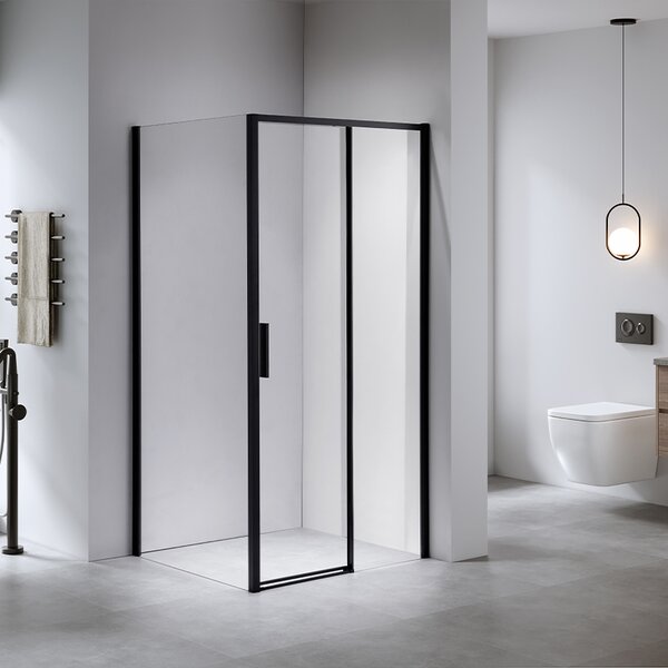 BPS-koupelny Obdélníkový sprchový kout NOVA BL 100x90 černý/transparent - bez vaničky