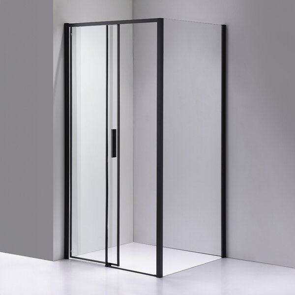 BPS-koupelny Obdélníkový sprchový kout NOVA BL 100x90 černý/transparent - bez vaničky