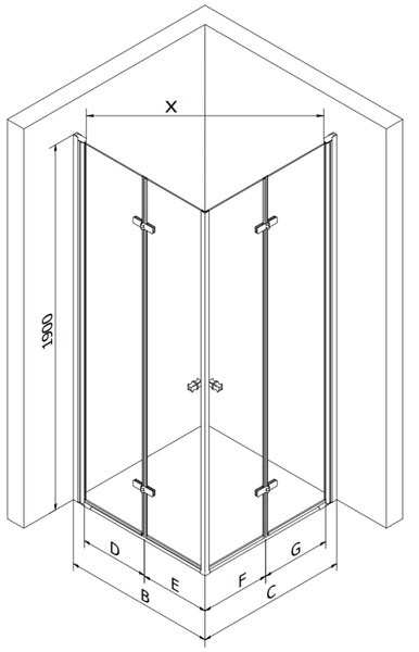 Mexen Lima Duo skládací sprchový kout 80 x 80 cm, transparentní, černá + vanička Flat - 856-080-080-70-02-4010B