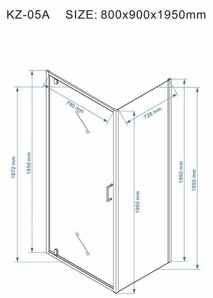 BPS-koupelny Obdélníkový sprchový kout KZ05A WH 90x80 bílá/transparent - bez vaničky