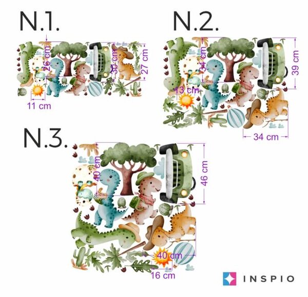 INSPIO-textilní přelepitelná samolepka - Dětské samolepky na zeď - Dinosaurus dobrozhudzstvo