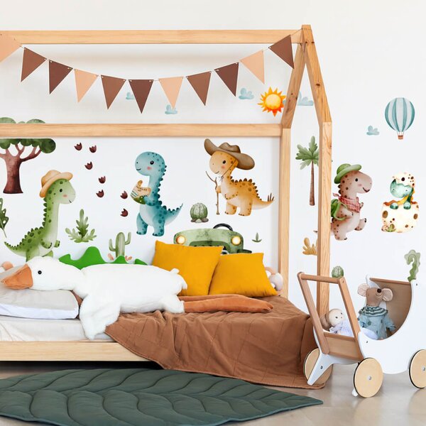 INSPIO-textilní přelepitelná samolepka - Dětské samolepky na zeď - Dinosaurus dobrozhudzstvo