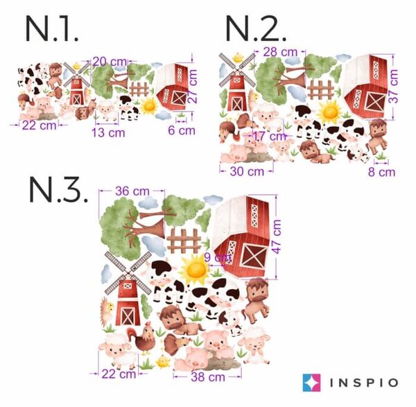 INSPIO-textilní přelepitelná samolepka - Dětské samolepky na zeď - Farma se zvířaty