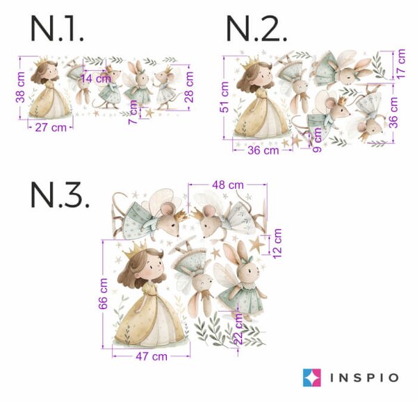 INSPIO-textilní přelepitelná samolepka - Dětská samolepka na zeď - Princezny na louce