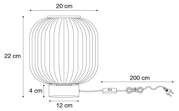 Stolní lampa Art Deco černá s kouřovým sklem vč. světelného kabelu E27 - Karel