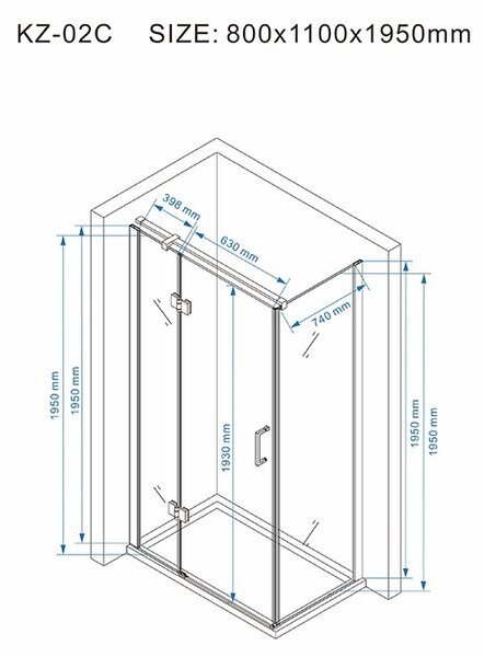 BPS-koupelny Obdélníkový sprchový kout KZ02C WH 110x80 bílá/transparent - bez vaničky