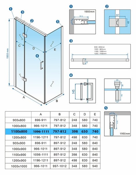 BPS-koupelny Obdélníkový sprchový kout KZ02C WH 110x80 bílá/transparent - bez vaničky