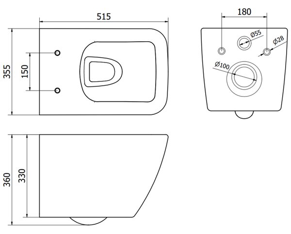 Mexen Vega WC mísa Rimless se štíhlým, pomalu uzavíratelným sedátkem, duroplast, lesklá bílá - 30654000