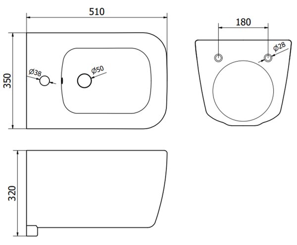 Mexen STELLA, závěsný bidet, 51 x 35 cm, bílá, 35685100