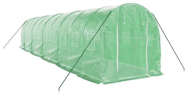 Skleník s ocelovým rámem zelený 20 m² 10 x 2 x 2 m