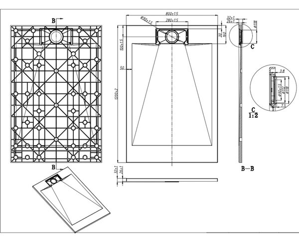BPS-koupelny Obdélníková akrylátová sprchová vanička MIKO WH 120x80 bílá