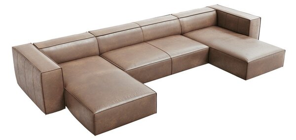 Světle hnědá kožená rohová pohovka (do "U") Madame – Windsor & Co Sofas