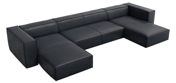 Tmavě modrá kožená rohová pohovka (do "U") Madame – Windsor & Co Sofas
