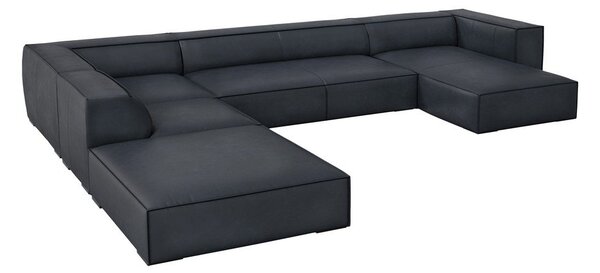 Tmavě modrá kožená rohová pohovka (levý roh) Madame – Windsor & Co Sofas
