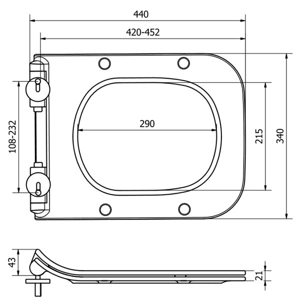 Mexen deska zpomaleně sklápějící slim, duroplast, bílá lesk - 39080100