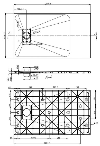 BPS-koupelny Obdélníková akrylátová sprchová vanička protiskluzový povrch JUKO WH 120x70 bílá