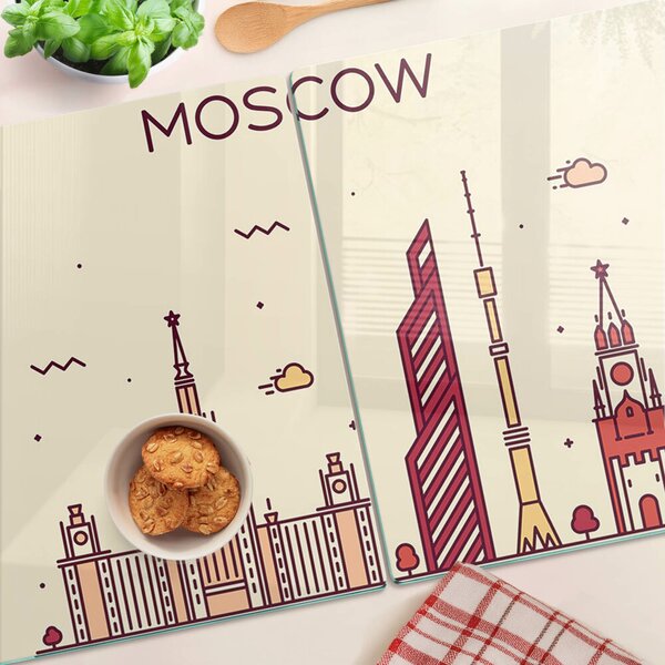 Skleněná krájecí deska Ilustrace panoramatu Moskvy ddk-nr-wm-00007745