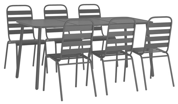 7dílný zahradní jídelní set antracitový ocel