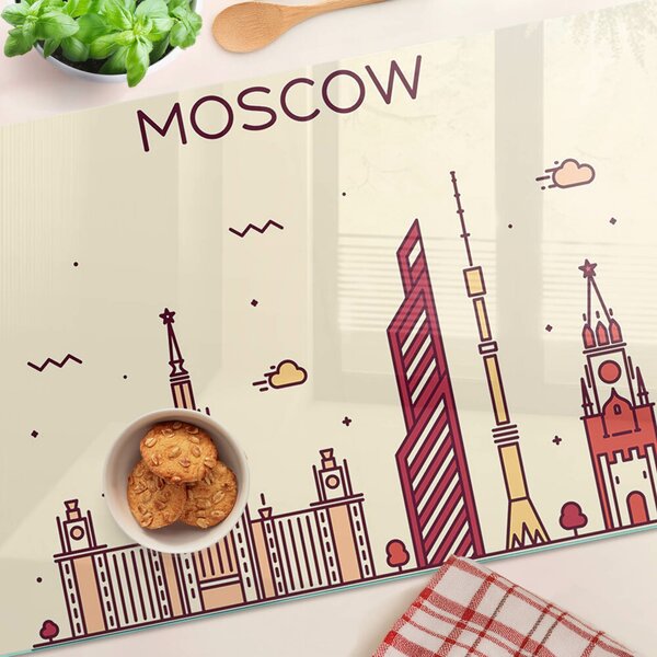 Skleněná krájecí deska Ilustrace panoramatu Moskvy ddk-nr-wm-00007745