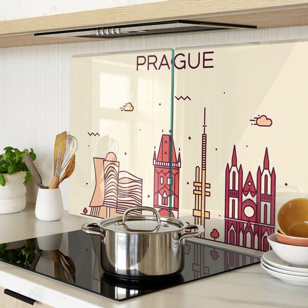 Skleněné krájecí prkénko Praha - výhled na město ddk-nr-wm-00007746