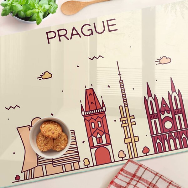Skleněné krájecí prkénko Praha - výhled na město ddk-nr-wm-00007746