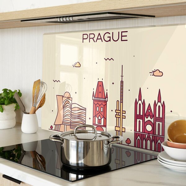 Skleněné krájecí prkénko Praha - výhled na město ddk-nr-wm-00007746