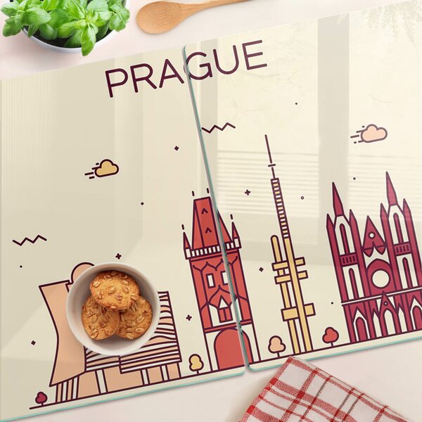 Skleněné krájecí prkénko Praha - výhled na město ddk-nr-wm-00007746
