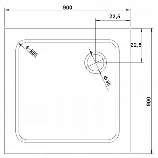 BPS-koupelny Čtvercová akrylátová sprchová vanička SILK BL 90x90 černá