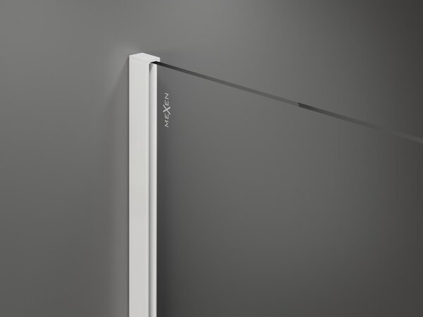 Mexen Kioto, Walk-In sprchová zástěna 100 x 200 cm, 8mm sklo čiré/černý vzor, bílý profil, 800-100-101-20-77