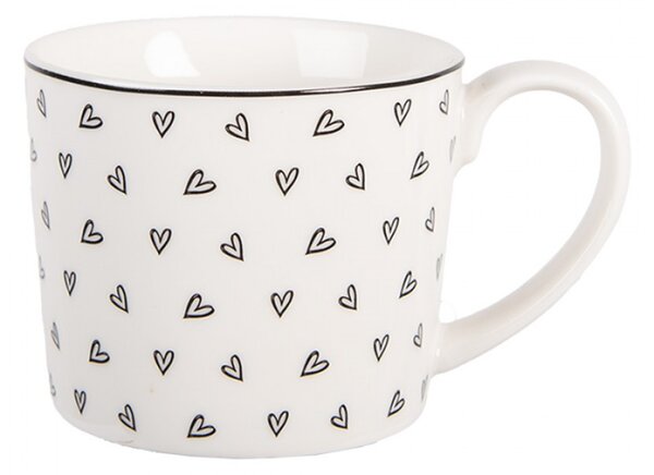 Keramický hrnek s obrysy srdíček Happy and Smile – 12x8x7 cm / 275 ml