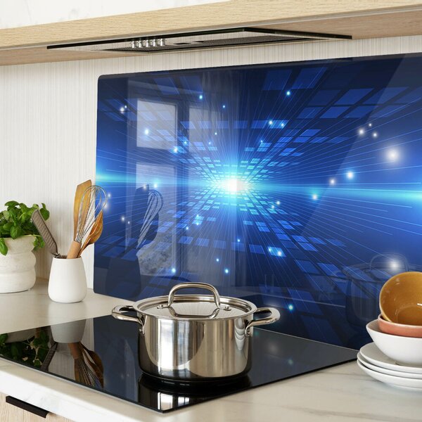 Krájecí prkénko skleněné Technologický vzor v odstínech modré ddk-nr-wm-00007759