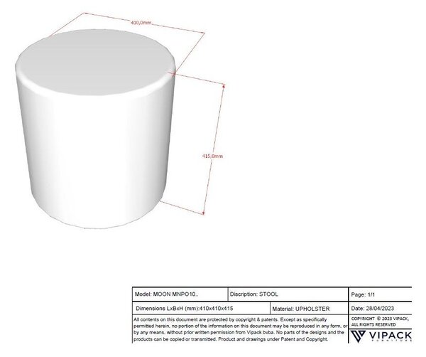 Světle růžový dětský puf z textilie bouclé MOON – Vipack