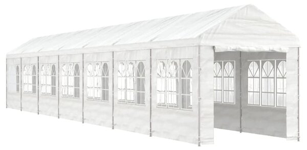 Altán se střechou bílý 15,61 x 2,28 x 2,69 m polyethylen