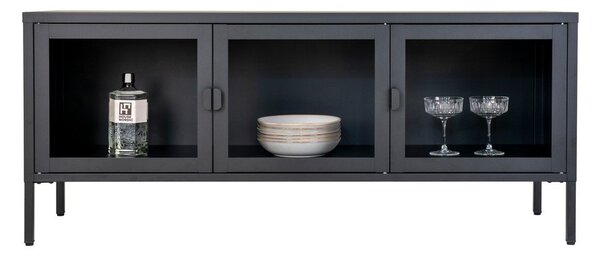Černý kovový TV stolek 130x55 cm Brisbane – House Nordic