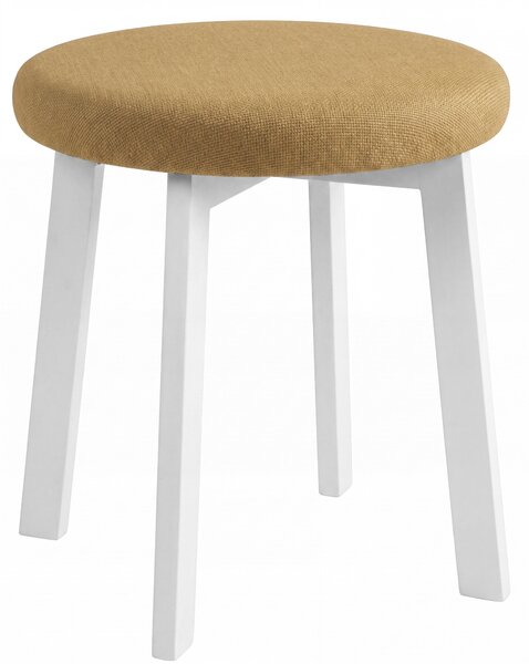 MAZZONI EXPORT Kulatý taburet ZOI Karamelový (Storm 45) / bílá dubová konstrukce