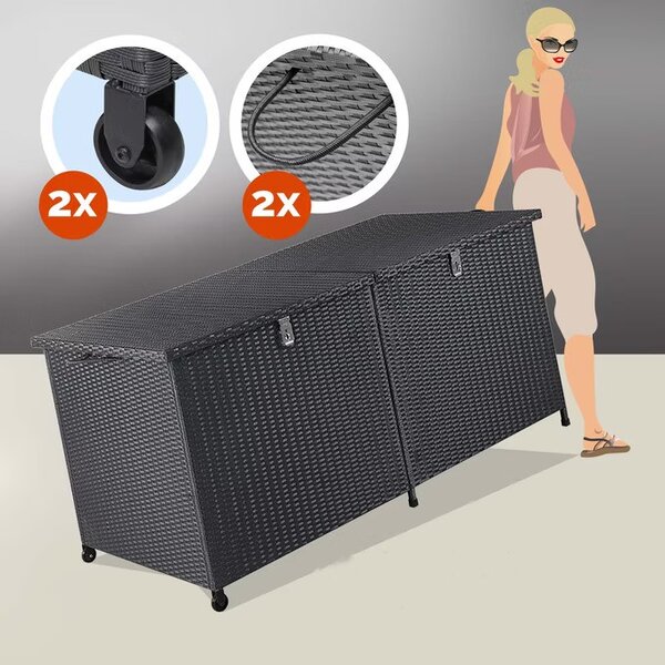 Deuba Úložný box s kolečky 800 L - černý