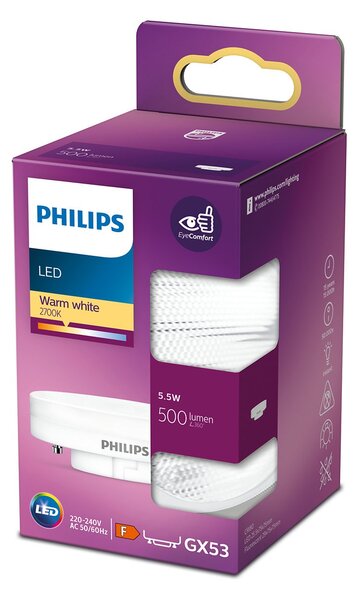 Philips LED žárovka GX53 / 5,5 W / 500 lm / teplá bílá